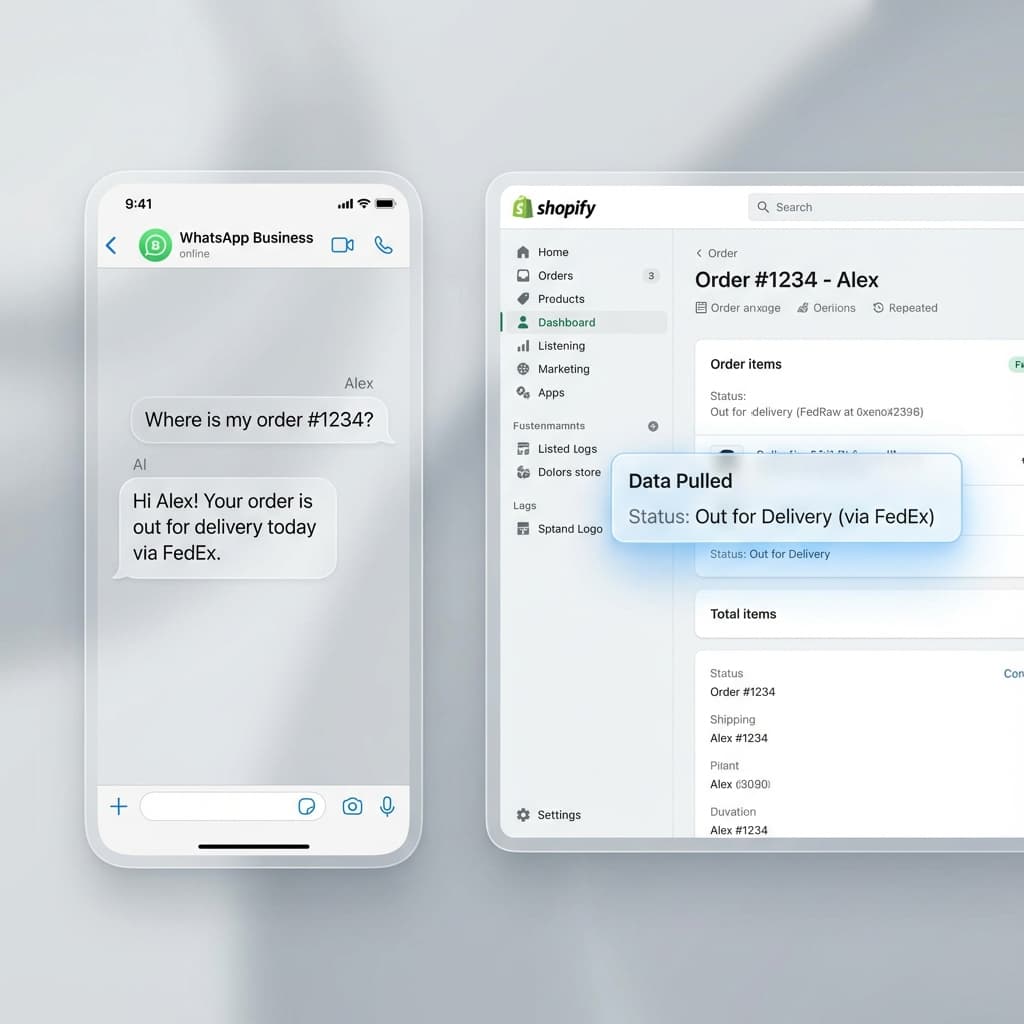 WhatsApp chat + Shopify order lookup